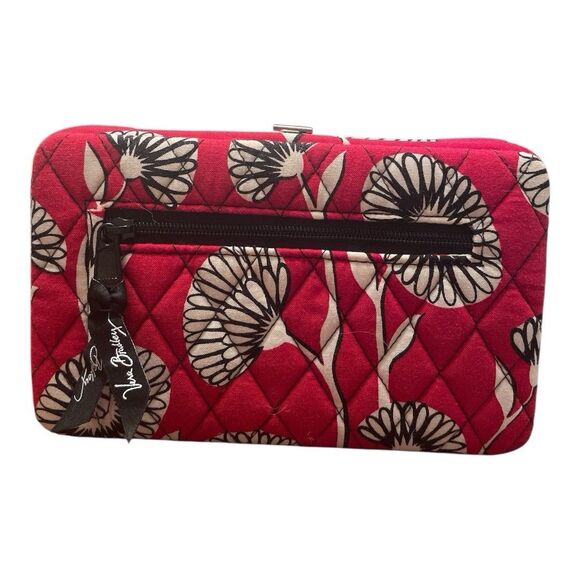 Vera Bradley Deco Daisy Red Black White Pushlock Hard-sided Wallet - Picture 2 of 9